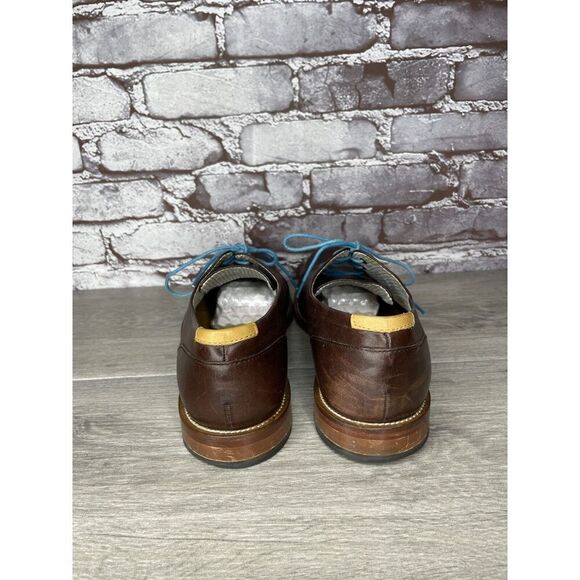 J Shoes Handcrafted William Brown Leather Oxfords Blue Lace Dress Shoes Men 42.5 main image 7